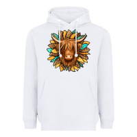White highland cow turquoise sunflower Heavyweight Hoodie - Jasminsmagicworld