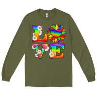 Army Green love and sunflower Long Sleeve Tee - HRA Design Shop