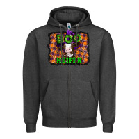 Charcoal Heather Boo heifer halloween Zipper Hoodie - Artiststas