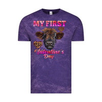 Cloud Purple my first valentine's day highland calf Vintage Tee - RanaPortraitStore