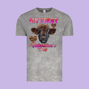 My First Valentine's Day Highland Calf Vintage Tee Designed By Ranaportraitstore