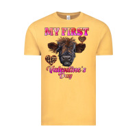 Vintage Mustard my first valentine's day highland calf Vintage Tee - RanaPortraitStore