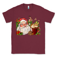 Burgundy santa and hot cocoa cup Classic Tee - FaDigitalArtStudio
