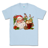 Dusty Blue santa and hot cocoa cup Classic Tee - FaDigitalArtStudio