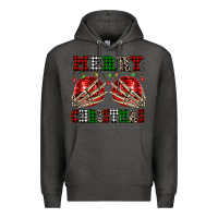 Charcoal Heather Merry Christmas skeleton hands boobs Premium Hoodie - NancyCooperArtShop