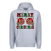 Heather Grey Merry Christmas skeleton hands boobs Premium Hoodie - NancyCooperArtShop