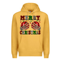 Mustard Merry Christmas skeleton hands boobs Premium Hoodie - NancyCooperArtShop