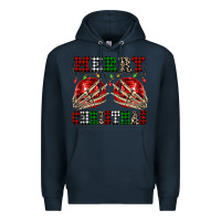 Navy Merry Christmas skeleton hands boobs Premium Hoodie - NancyCooperArtShop