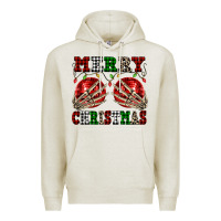 Oatmeal Heather Merry Christmas skeleton hands boobs Premium Hoodie - NancyCooperArtShop