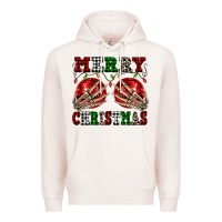 Pale Pink Merry Christmas skeleton hands boobs Premium Hoodie - NancyCooperArtShop