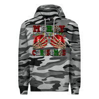 Slate Camo Merry Christmas skeleton hands boobs Premium Hoodie - NancyCooperArtShop