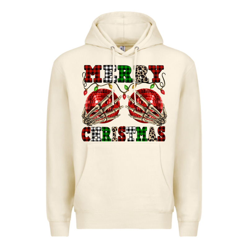Merry Christmas Skeleton Hands Boobs Premium Hoodie by NancyCooperArtShop | Teevron