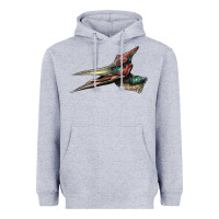 Heather Grey Pteranodon Face Heavyweight Hoodie - LillyAllenDesigns