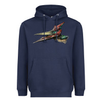 Navy Pteranodon Face Heavyweight Hoodie - LillyAllenDesigns