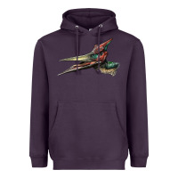 Plum Pteranodon Face Heavyweight Hoodie - LillyAllenDesigns