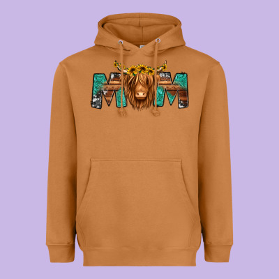 Highland Cow Mom Heavyweight Hoodie Designed By Jasminsmagicworld