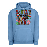 Pigment Pebble Blue santa's favorite rt respiratory therapist Urban Hoodie - Jasminsmagicworld