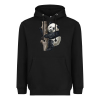Black Giant Panda Heavyweight Hoodie - LillyAllenDesigns