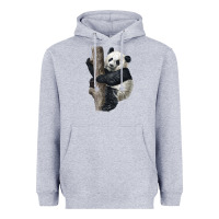 Heather Grey Giant Panda Heavyweight Hoodie - LillyAllenDesigns