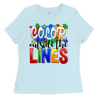 Baby Blue color outside the lines Ladies Tee - AdoDesignShop