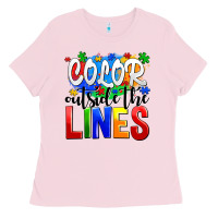 Bubblegum Pink color outside the lines Ladies Tee - AdoDesignShop