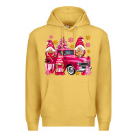 Antique Gold Pink christmas gnomes truck Premium Hoodie - NancyCooperArtShop