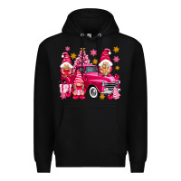 Black Pink christmas gnomes truck Premium Hoodie - NancyCooperArtShop