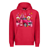 Cardinal Pink christmas gnomes truck Premium Hoodie - NancyCooperArtShop