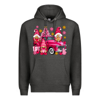 Charcoal Heather Pink christmas gnomes truck Premium Hoodie - NancyCooperArtShop