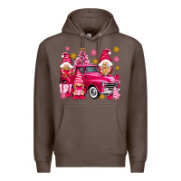 Coffee Pink christmas gnomes truck Premium Hoodie - NancyCooperArtShop