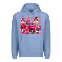 Colony Blue Pink christmas gnomes truck Premium Hoodie - NancyCooperArtShop