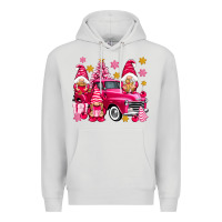 Dove Grey Pink christmas gnomes truck Premium Hoodie - NancyCooperArtShop