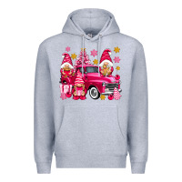Heather Grey Pink christmas gnomes truck Premium Hoodie - NancyCooperArtShop