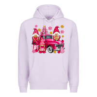Lilac Pink christmas gnomes truck Premium Hoodie - NancyCooperArtShop