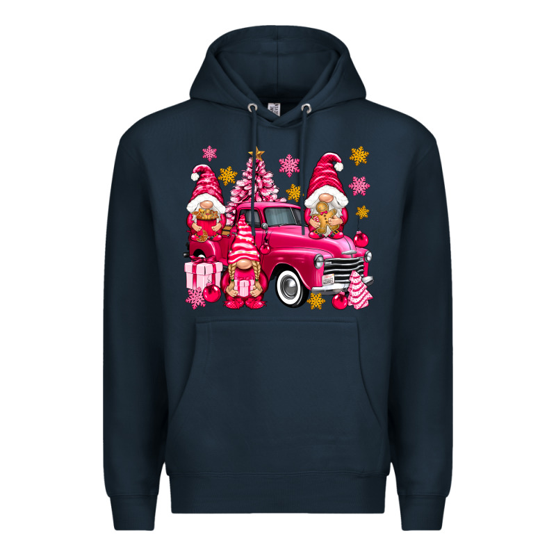 Pink Christmas Gnomes Truck Premium Hoodie by NancyCooperArtShop | Teevron