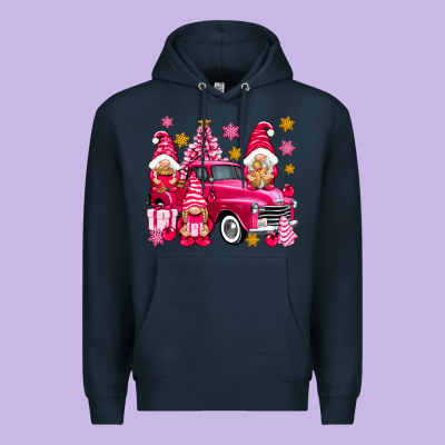 Pink Christmas Gnomes Truck Premium Hoodie Designed By Nancycooperartshop