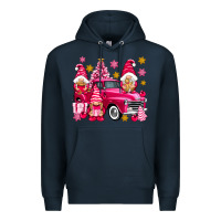 Navy Pink christmas gnomes truck Premium Hoodie - NancyCooperArtShop