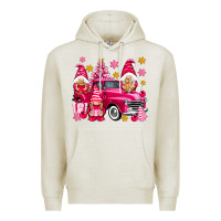 Oatmeal Heather Pink christmas gnomes truck Premium Hoodie - NancyCooperArtShop