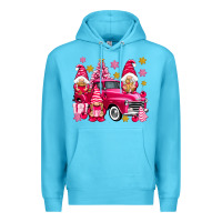 Ocean Blue Pink christmas gnomes truck Premium Hoodie - NancyCooperArtShop