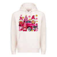 Pale Pink Pink christmas gnomes truck Premium Hoodie - NancyCooperArtShop