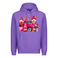Purple Pink christmas gnomes truck Premium Hoodie - NancyCooperArtShop