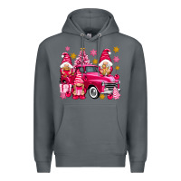 Rock Pink christmas gnomes truck Premium Hoodie - NancyCooperArtShop