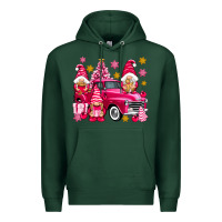 Sports Green Pink christmas gnomes truck Premium Hoodie - NancyCooperArtShop