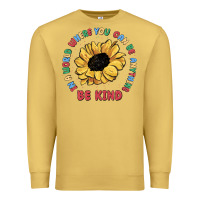 Antique Gold in a world where you can be anything be kind Premium Sweatshirt - MaliasSmallBusiness