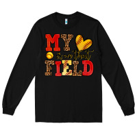 Black my heart is on that field softball Long Sleeve Tee - AdoDesignShop