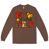 Chestnut my heart is on that field softball Long Sleeve Tee - AdoDesignShop