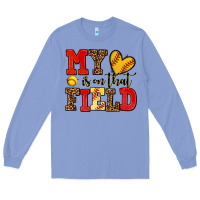 Colony Blue my heart is on that field softball Long Sleeve Tee - AdoDesignShop