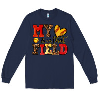 Navy my heart is on that field softball Long Sleeve Tee - AdoDesignShop