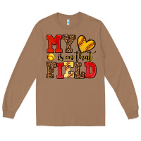 Toasted Coconut my heart is on that field softball Long Sleeve Tee - AdoDesignShop