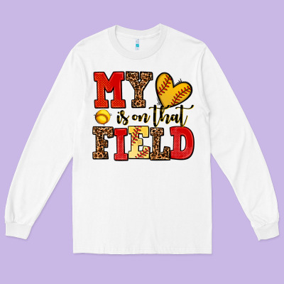 My Heart Is On That Field Softball Long Sleeve Tee Designed By Adodesignshop